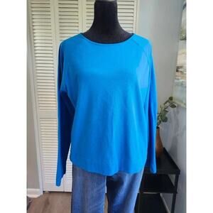 Liz Claiborne LP Blue Stretch Top Cotton Blend Athleisure Spring Capsule